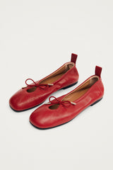 Rosalind Red Leather Ballet Flats