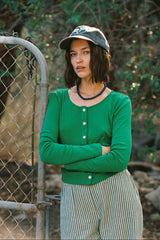 Organic Rib Cardigan Grass