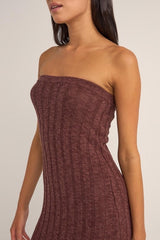 Koko Strapless Knit Dress Chocolate
