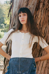 Short Sleeve Cardigan Ivory