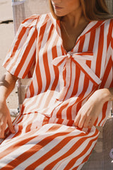 Striped Sailor Blouse Summer Red