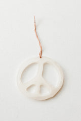 Peace Sign Resin Ornament Cream
