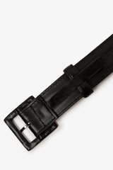Marcela Belt with Lined Buckle Black