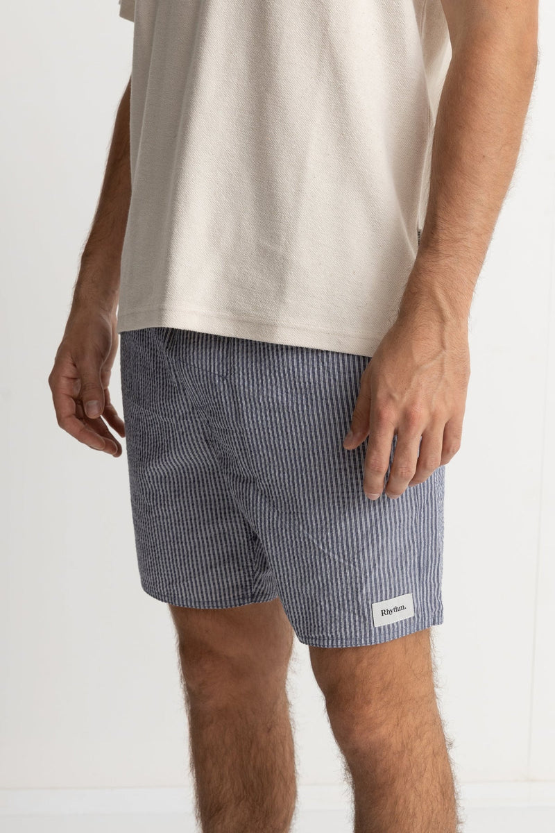 Seersucker Stripe Jam Short Indigo