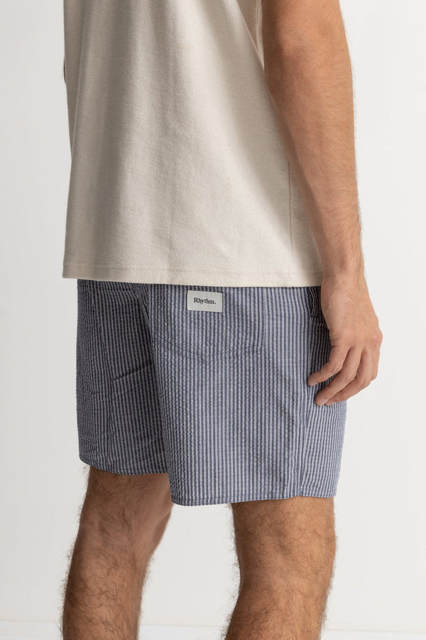 Seersucker Stripe Jam Short Indigo