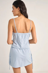 Dolly Ruffle Top Dusty Blue