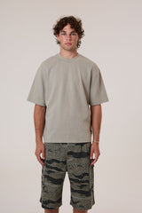 Box Cropped Waffle Tee Light Grey