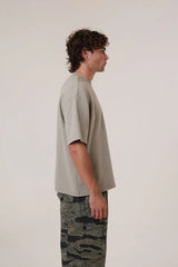 Box Cropped Waffle Tee Light Grey