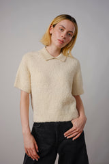 Ramona Bouclé Short Sleeve Polo Calcite