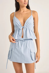 Dolly Ruffle Top Dusty Blue