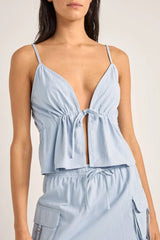 Dolly Ruffle Top Dusty Blue