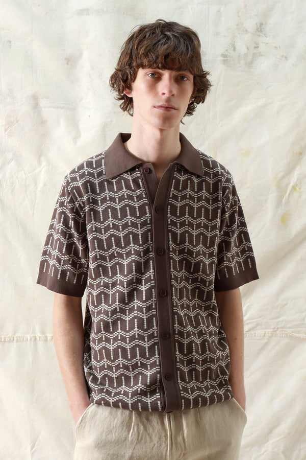 Zigger Cardigan Palm Tree Dark Brown