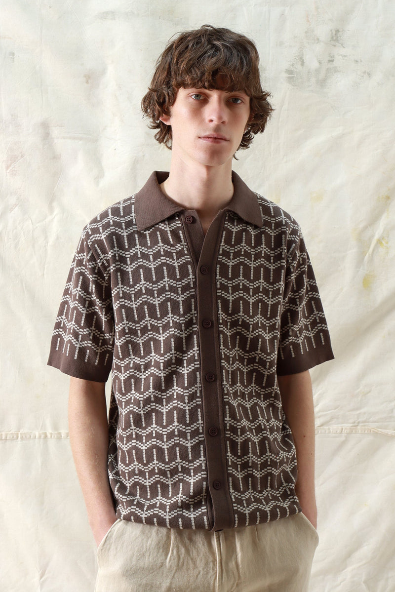 Zigger Cardigan Palm Tree Dark Brown