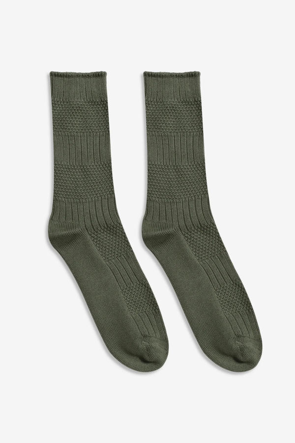 Textured Stripe Socks Green