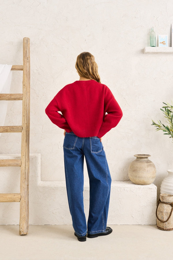 Estelle Fluffy Cardigan Chili