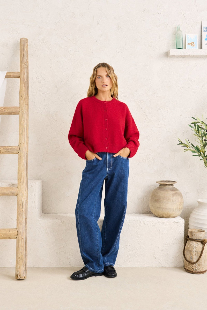 Estelle Fluffy Cardigan Chili