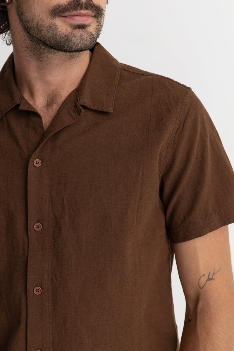 Classic Linen Short Sleeve Shirt Chocolate