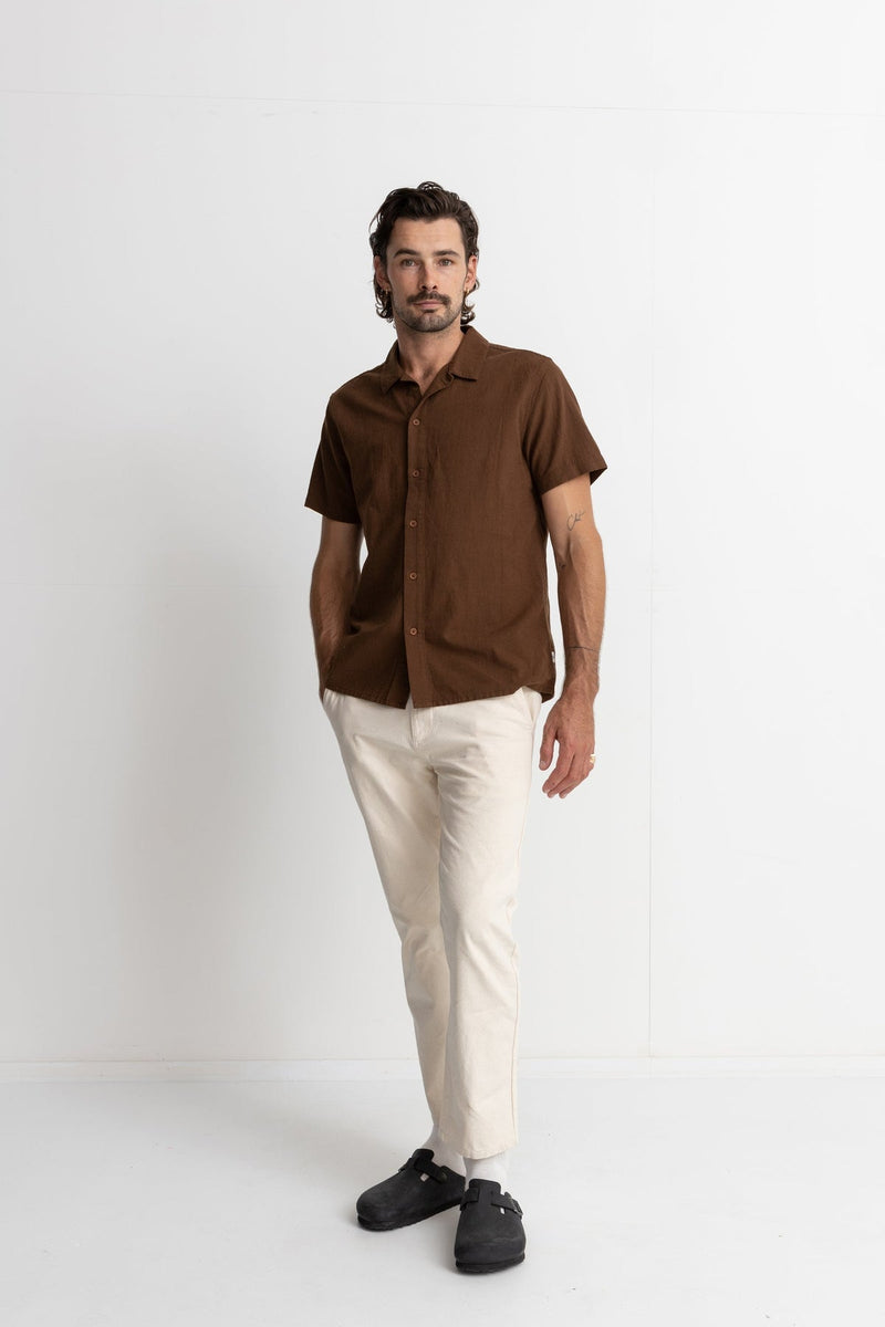 Classic Linen Short Sleeve Shirt Chocolate