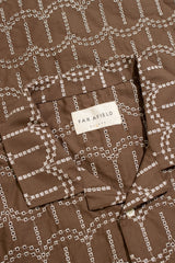 Stachio Short Sleeve Shirt Palm Tree Dobby Dark Brown