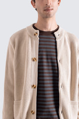 Albers Cardigan Ribbed Stone