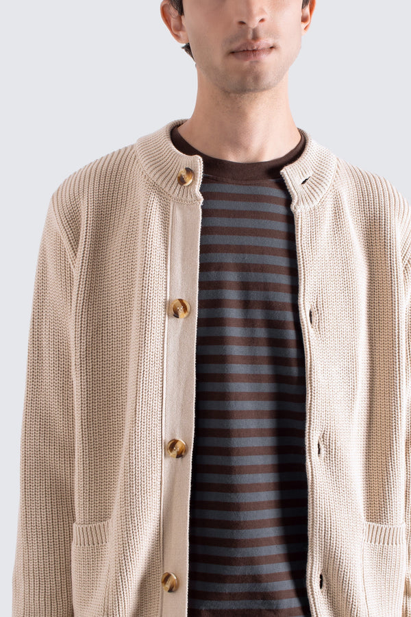 Albers Cardigan Ribbed Stone