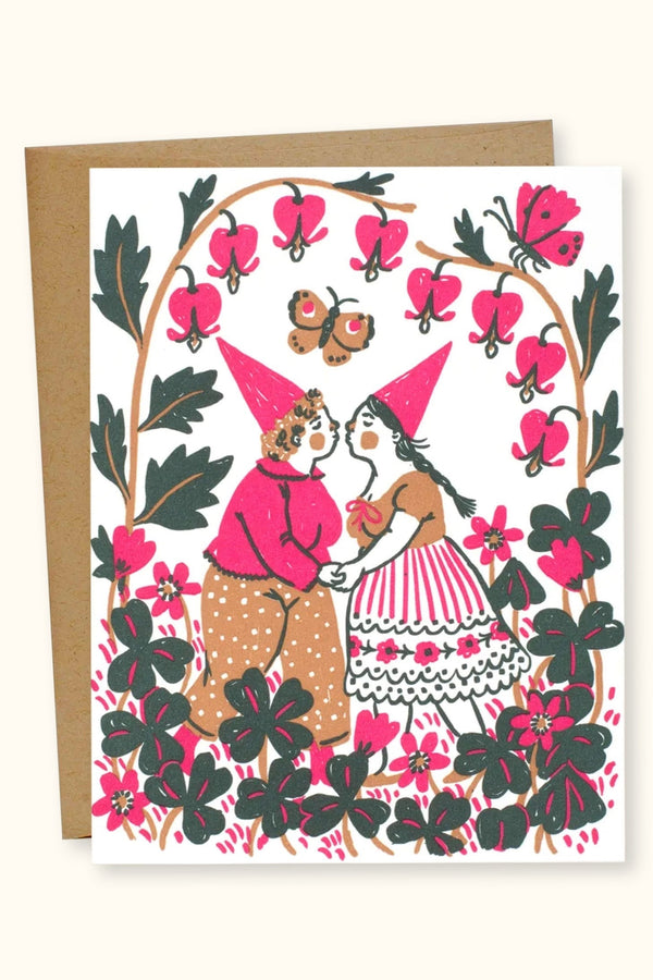 Kissing Butterfly Gnomes Card