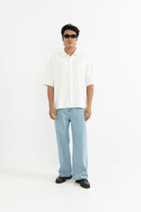 Leads Relaxed Check Shirt White