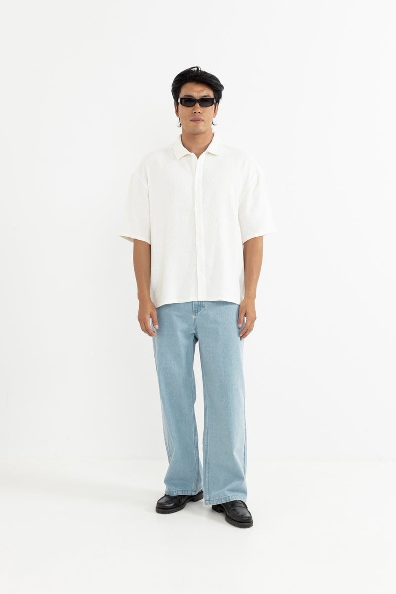 Leads Relaxed Check Shirt White
