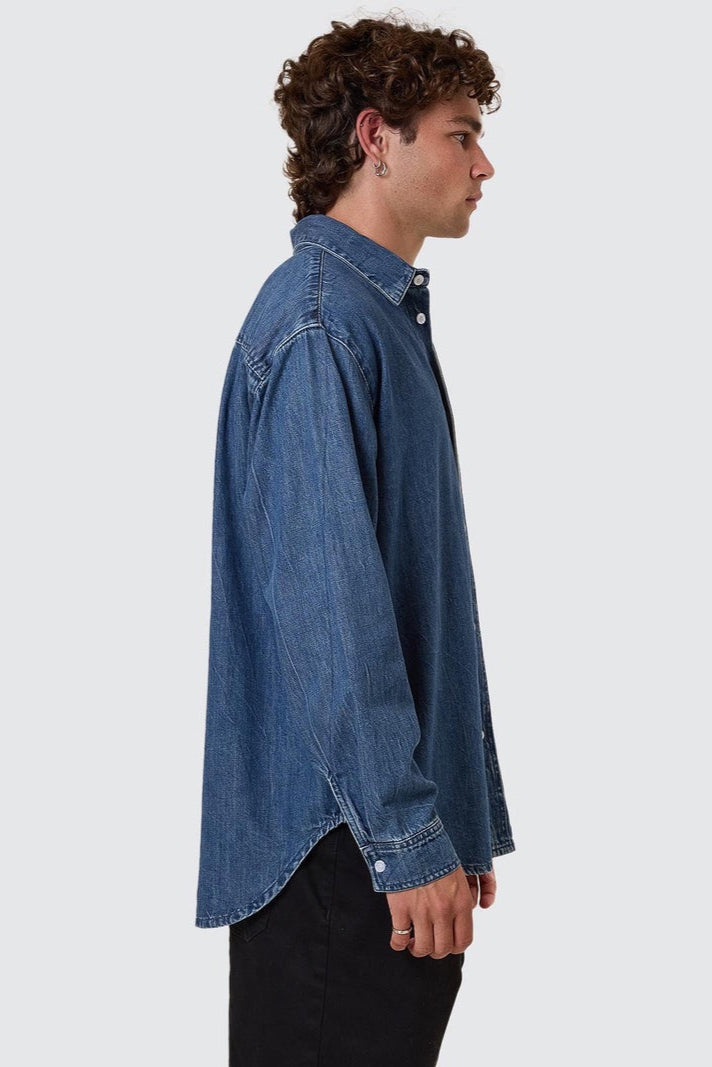 Canyon Oversize Denim Shirt Vanish Mid Blue