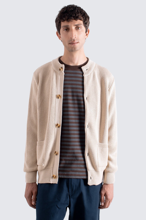 Albers Cardigan Ribbed Stone