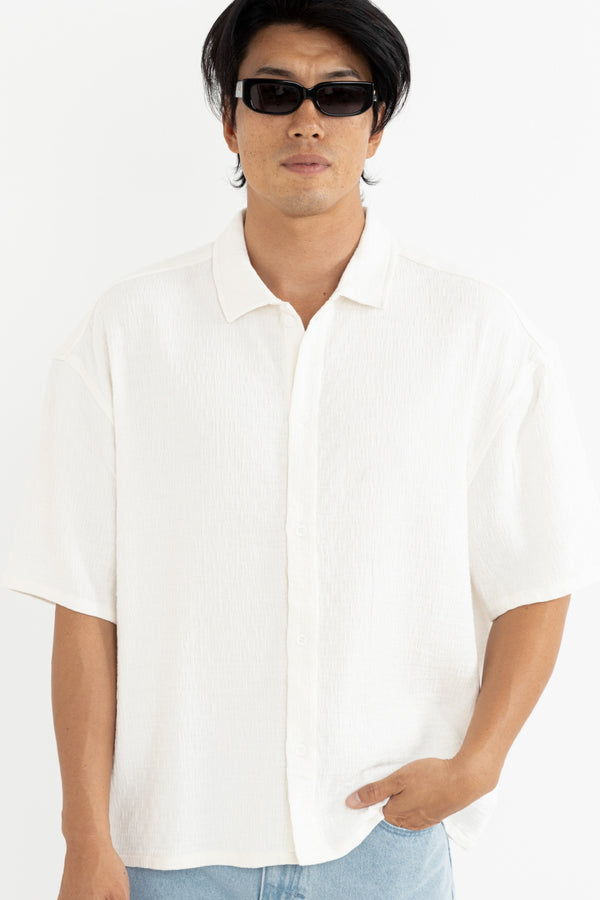 Leads Relaxed Check Shirt White