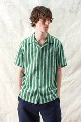 Selleck Short Sleeve Shirt Dobby Stripe Tropical Green