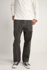 Contrast Stitch Carpenter Canvas Pant Black