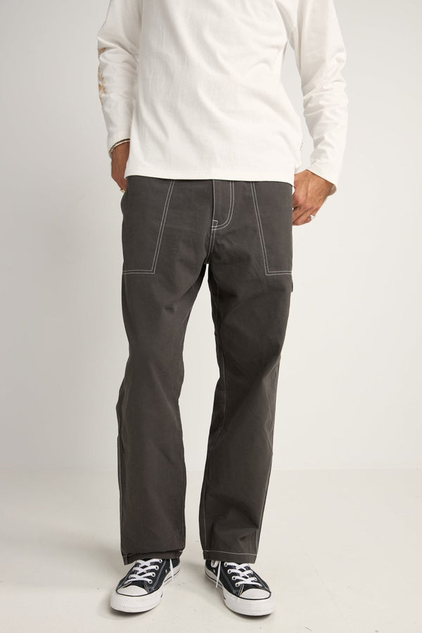 Contrast Stitch Carpenter Canvas Pant Black
