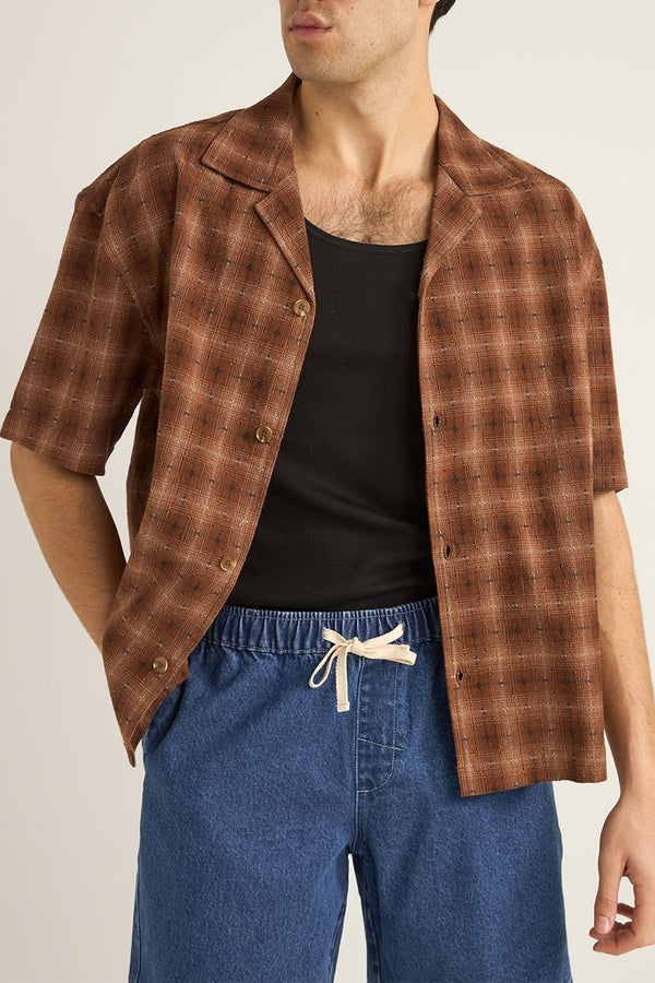 Relaxed Shadow Check Shirt Rust