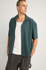 Relaxed Texture Short Sleeve Shirt Teal