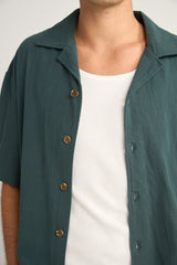 Relaxed Texture Short Sleeve Shirt Teal