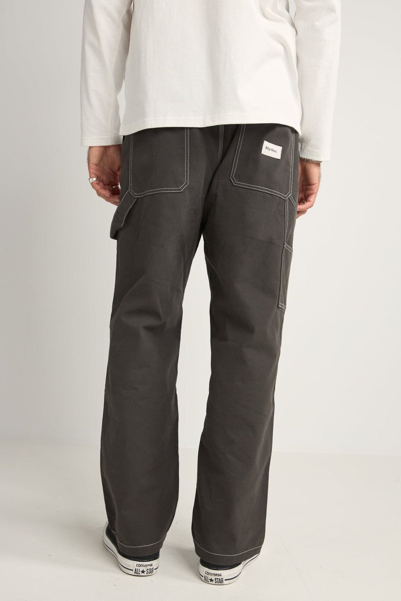 Contrast Stitch Carpenter Canvas Pant Black