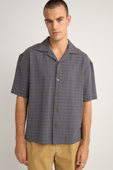 Relaxed Texture Short Sleeve Shirt Charcoal