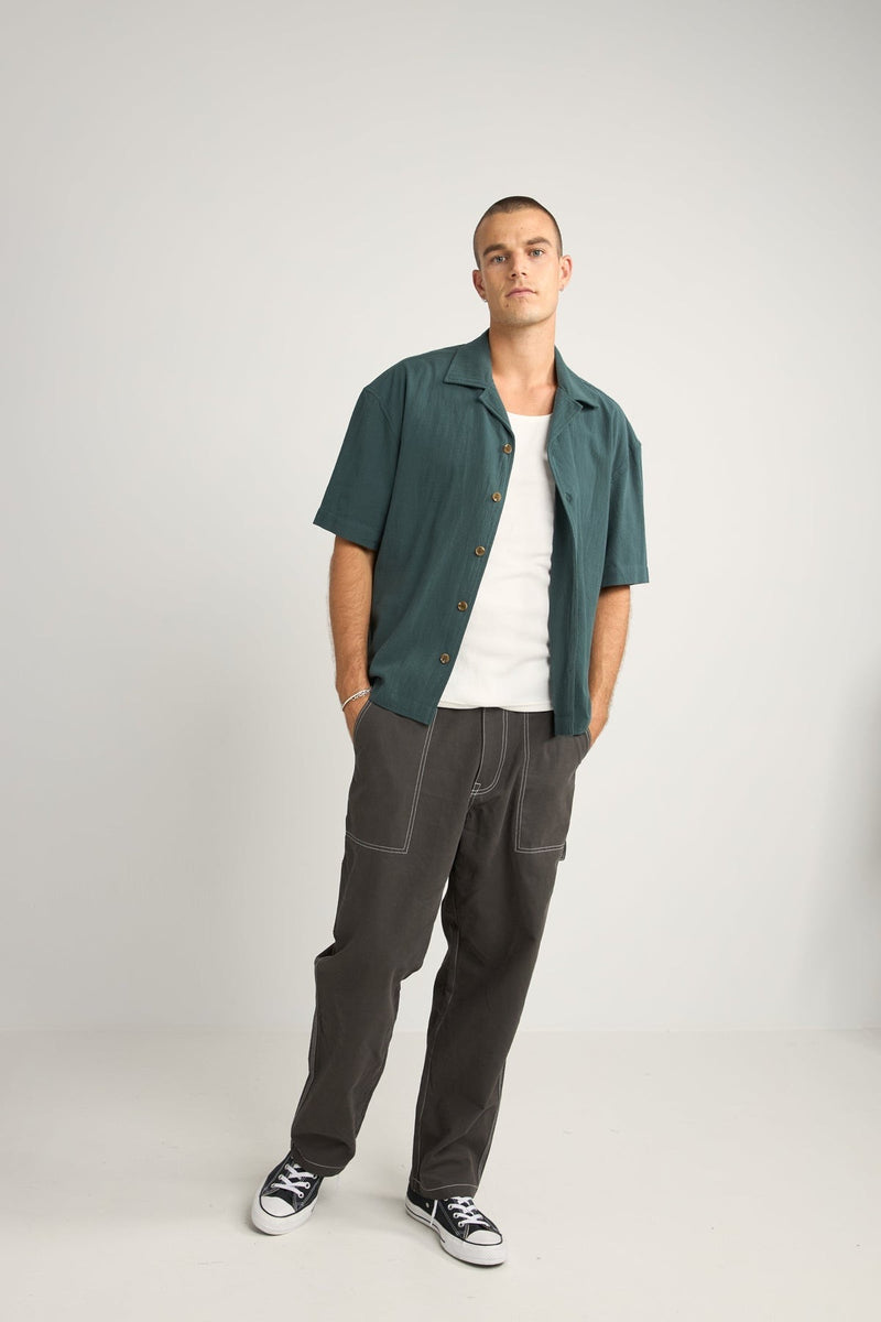 Relaxed Texture Short Sleeve Shirt Teal