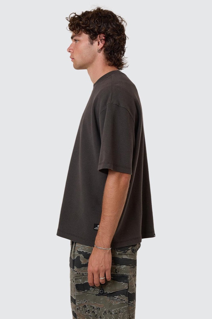 Box Cropped Waffle Tee Dark Charcoal