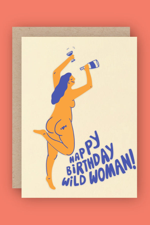 Happy Birthday Wild Woman Letterpress Card