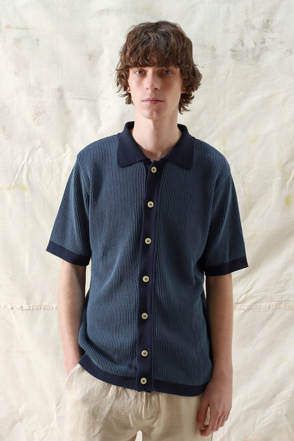 Velzy Cardigan Helio Stripe Navy Iris