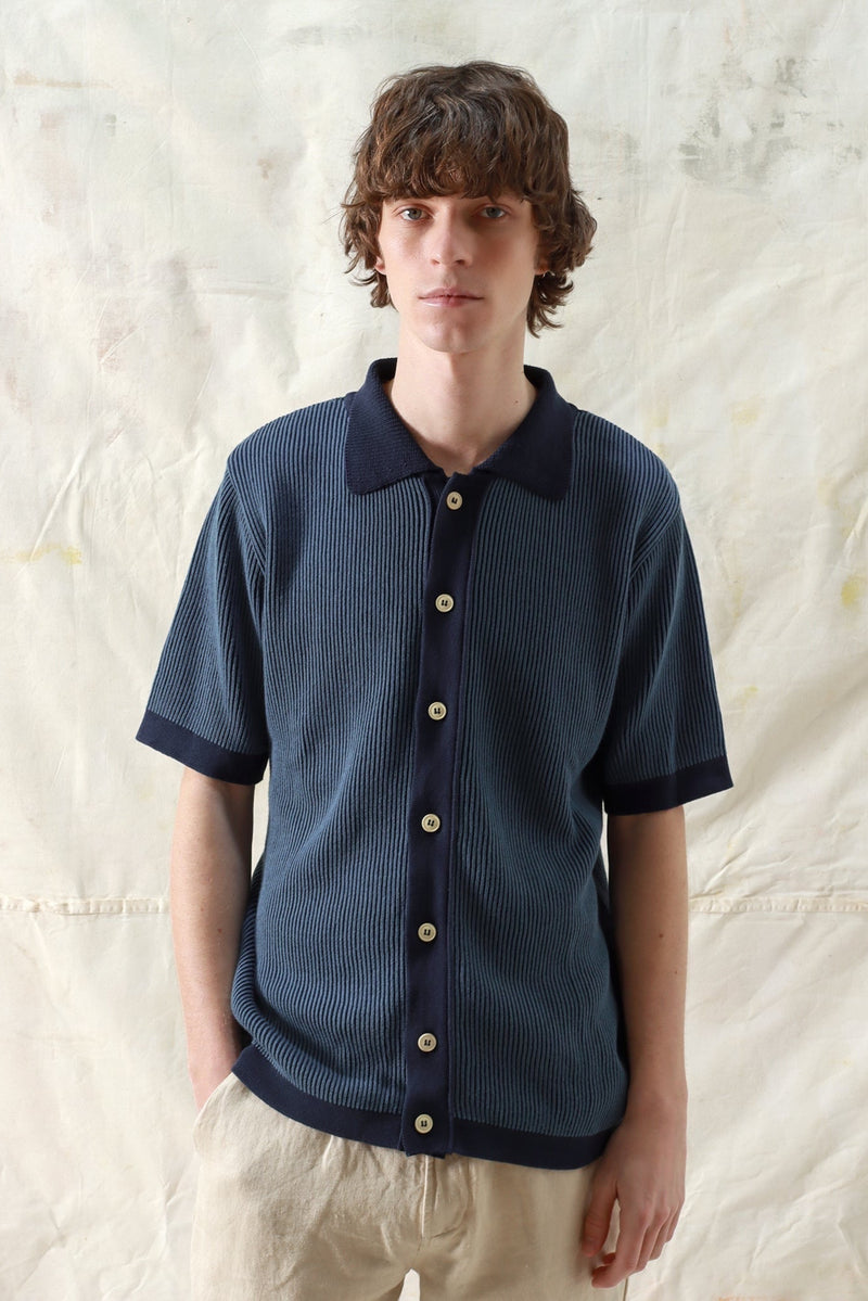 Velzy Cardigan Helio Stripe Navy Iris