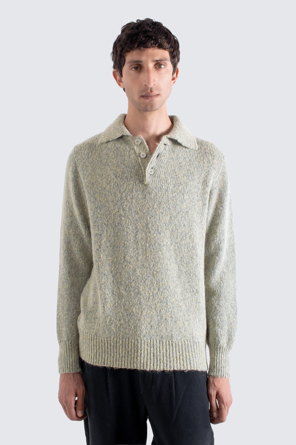 Kier Knitted Polo Stone Fleck