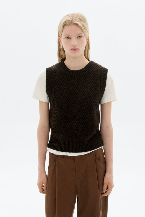 Kaia Knitted Vest Brown