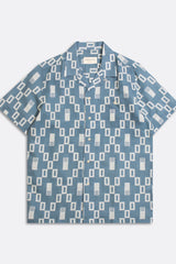 Selleck Short Sleeve Shirt Ceatano Print Blue