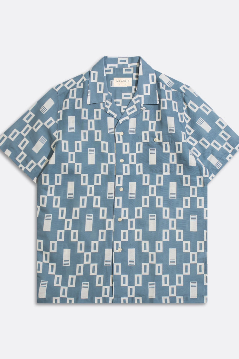 Selleck Short Sleeve Shirt Ceatano Print Blue