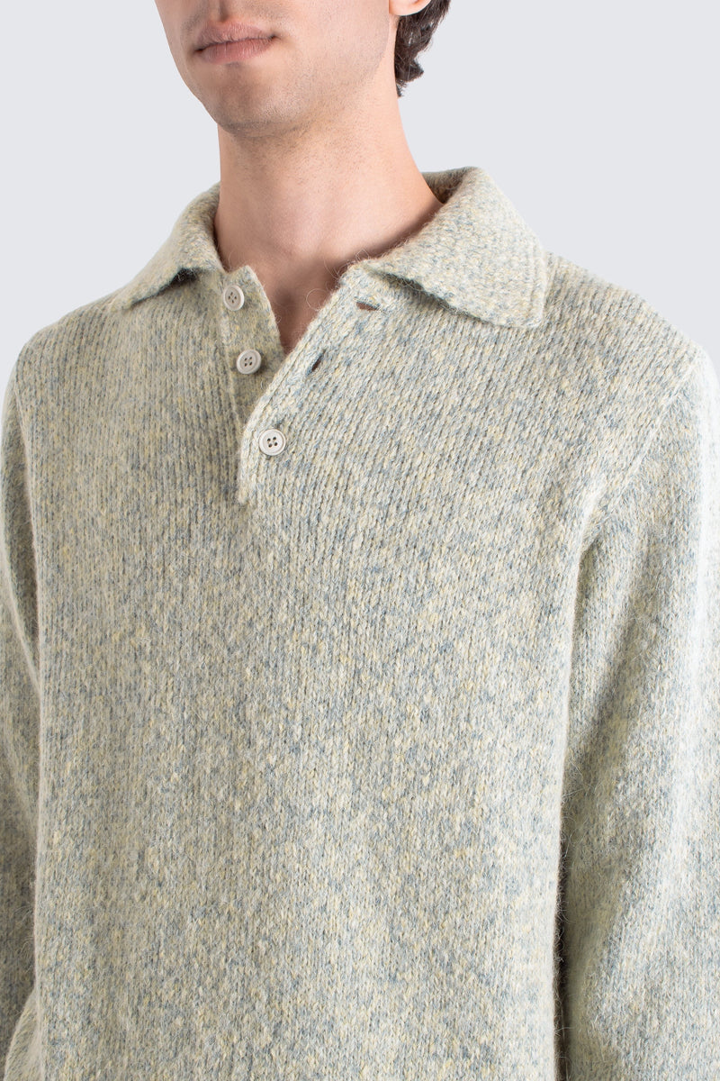 Kier Knitted Polo Stone Fleck
