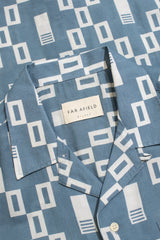 Selleck Short Sleeve Shirt Ceatano Print Blue